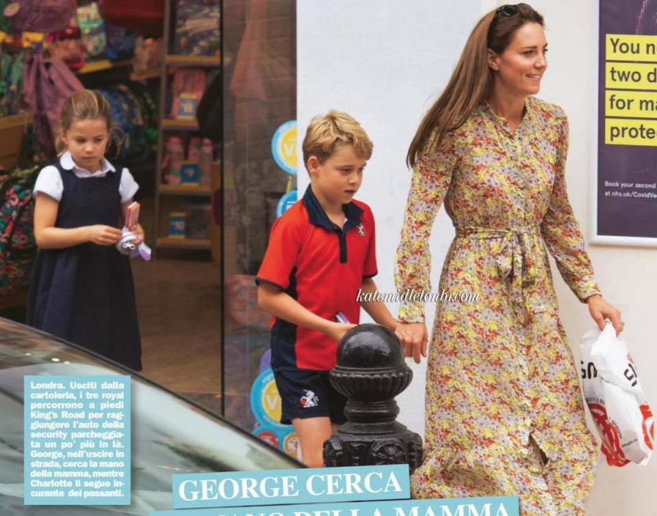 凱特王妃帶兩個孩子買文具。（翻攝middletonbrasil推特）