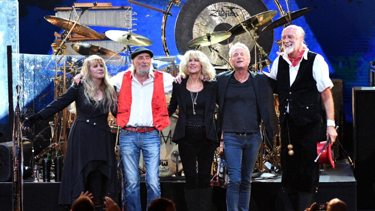  Honorees Stevie Nicks, John McVie, Christine McVie, Lindsey Buckingham and Mick Fleetwood of Fleetwood Mac seen onstage during MusiCares Person of the Year honoring Fleetwood Mac at Radio City Music Hall on January 26, 2018 in New York City. 