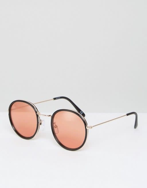 Round Sunglasses with 70s Orange Lens