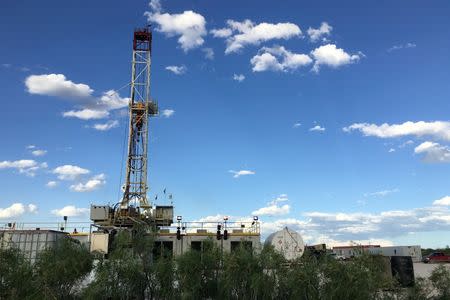 The Elevation Resources drilling rig is shown at the Permian Basin drilling site in Andrews County, Texas, U.S. on May 16, 2016. REUTERS/Ann Saphir/File Photo