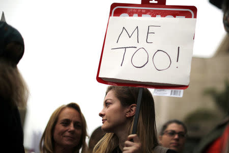 FILE PHOTO: People participate in a "MeToo" protest march for survivors of sexual assault and their supporters in Hollywood, Los Angeles, California, U.S. on November 12, 2017. REUTERS/Lucy Nicholson/File Photo