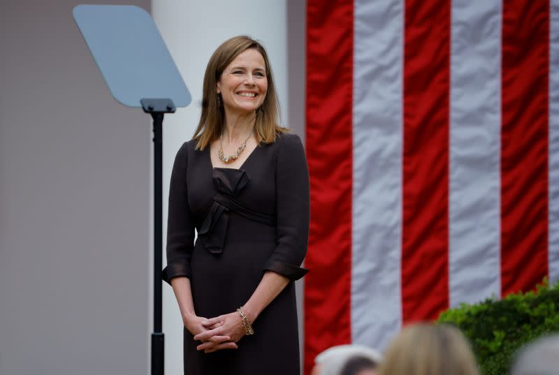 U.S President Donald Trump holds an event to announce his nominee of U.S. Court of Appeals for the Seventh Circuit Judge Amy Coney Barrett to fill the Supreme Court seat