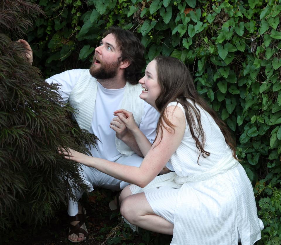 Connor Watkins as Adam and Belle Elliott as Eve in New Castle Playhouse's production of 'Children of Eden."