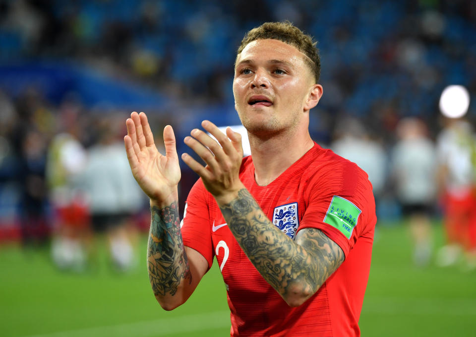 Kieran Trippier during the 2018 FIFA World Cup Russia Round of 16 match between Colombia and England at Spartak Stadium on July 3, 2018 in Moscow, Russia.