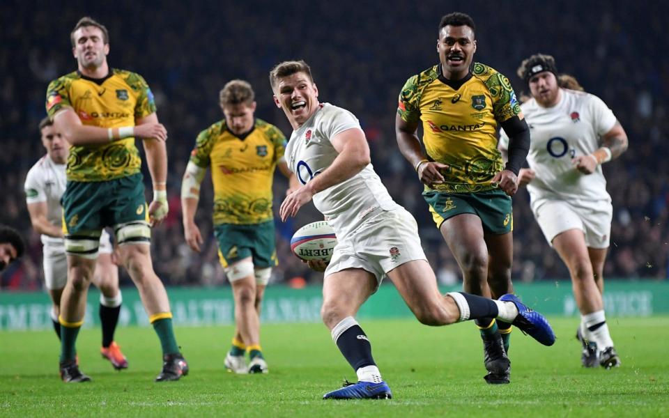 Owen Farrell scores England's fourth and final try - REUTERS