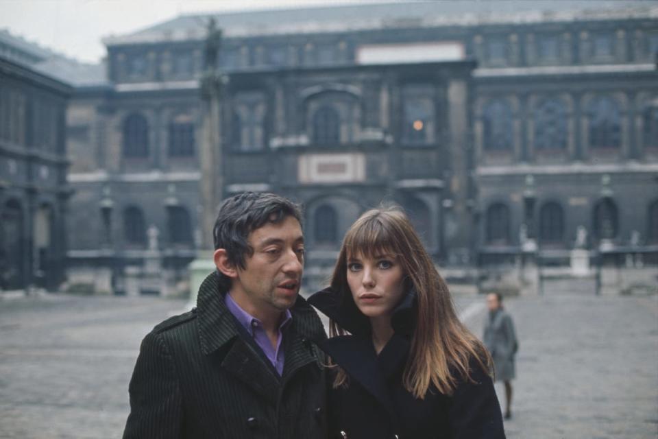 <div class="inline-image__caption"><p>Serge Gainsbourg and his partner Jane Birkin in the courtyard of the French National College of Fine Arts, in Paris, January 2, 1969 </p></div> <div class="inline-image__credit">Jacques Haillot/Apis/Sygma/Sygma via Getty</div>