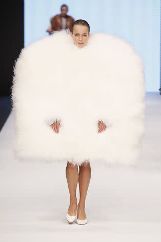 This thing's weakness? Door frames.<br><br>Credit: Stockholm Fashion Week