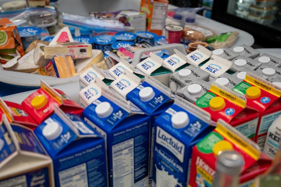 Milk and other dairy products are available for seniors at Elk Grove Food Bank Services on Wednesday, July 24, 2024.