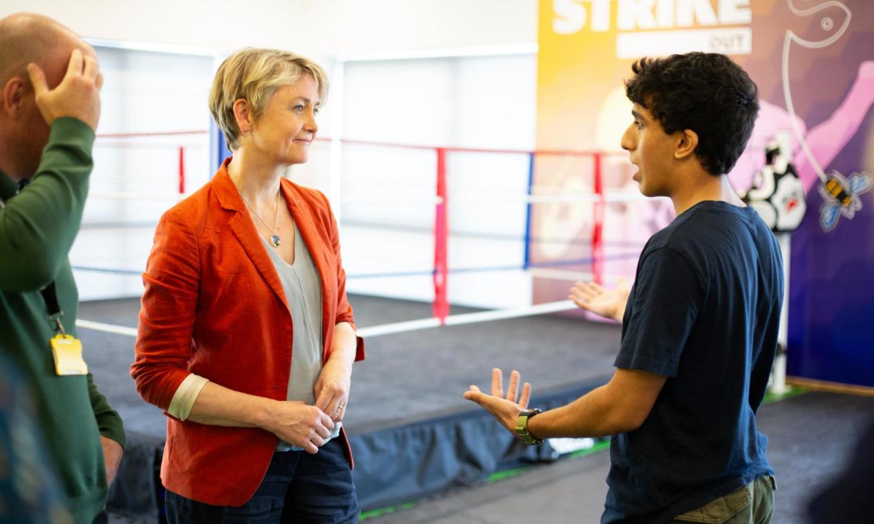 <span>Yvette Cooper on a visit to a youth centre in Manchester.</span><span>Photograph: Richard Saker/The Guardian</span>