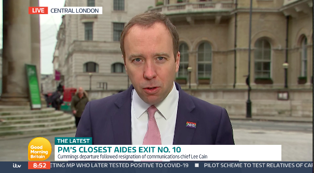 Matt Hancock appeared on GMB on Monday after a 201-day Government boycott. (ITV)