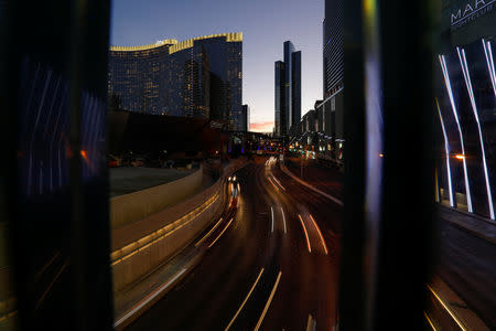 Traffic flows between modern building in Las Vegas, Nevada, U.S., August 27, 2018. Picture taken August 27, 2018. REUTERS/Mike Blake