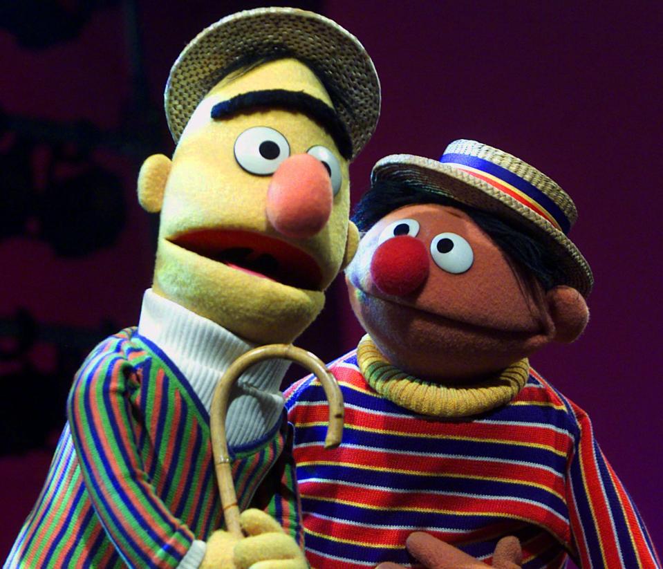 Muppets Bert and Ernie from "Sesame Street" in an Aug. 22, 2001 file photo.