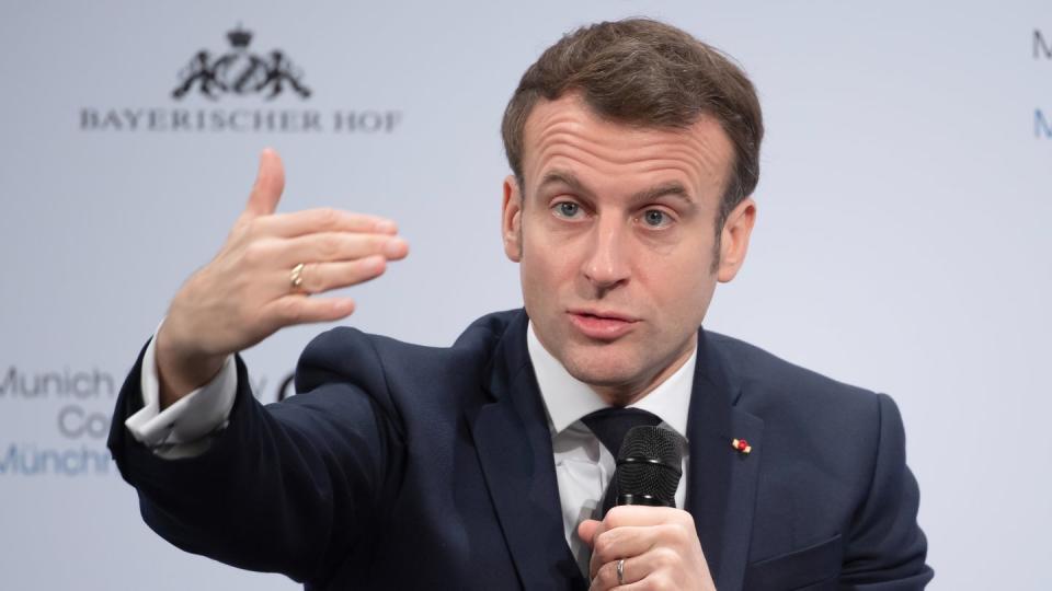 Emmanuel Macron am zweiten Tag der Münchner Sicherheitskonferenz.