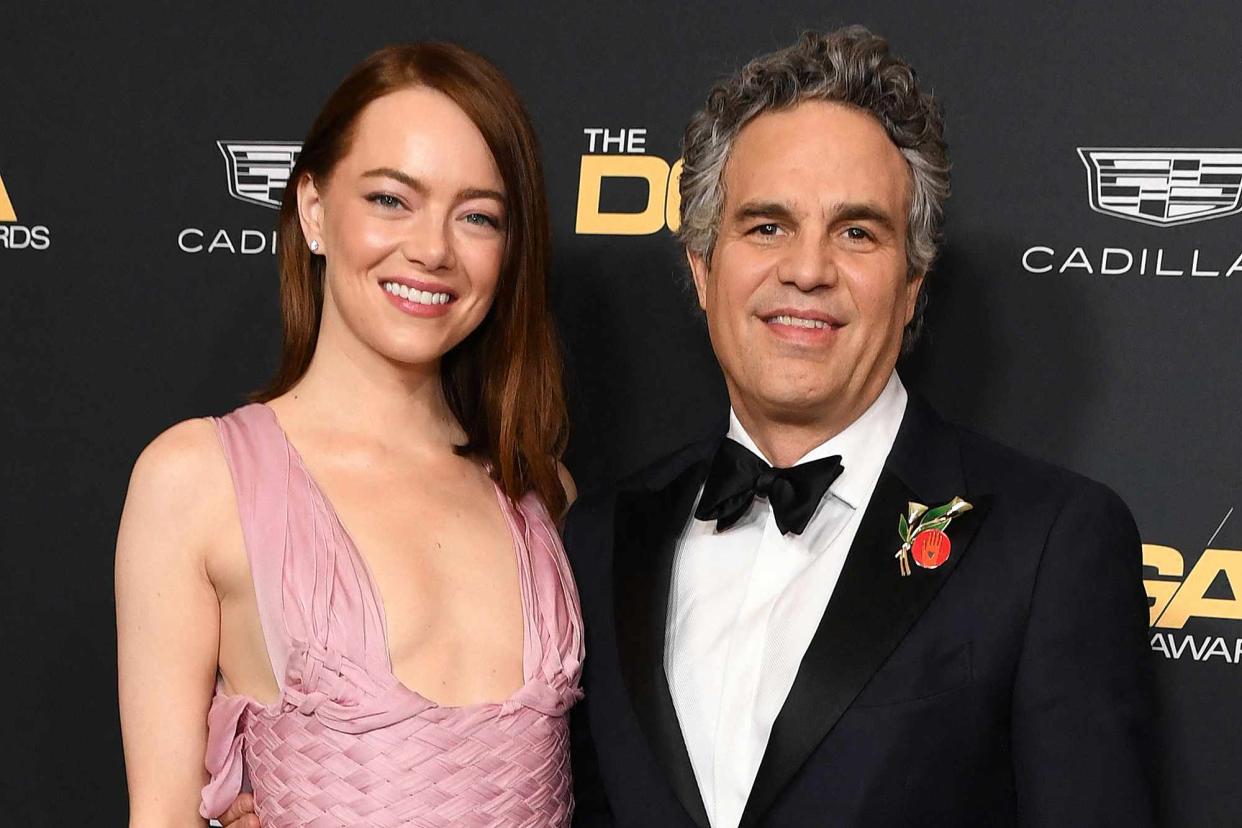 <p>VALERIE MACON/AFP via Getty</p> Emma Stone and Mark Ruffalo.