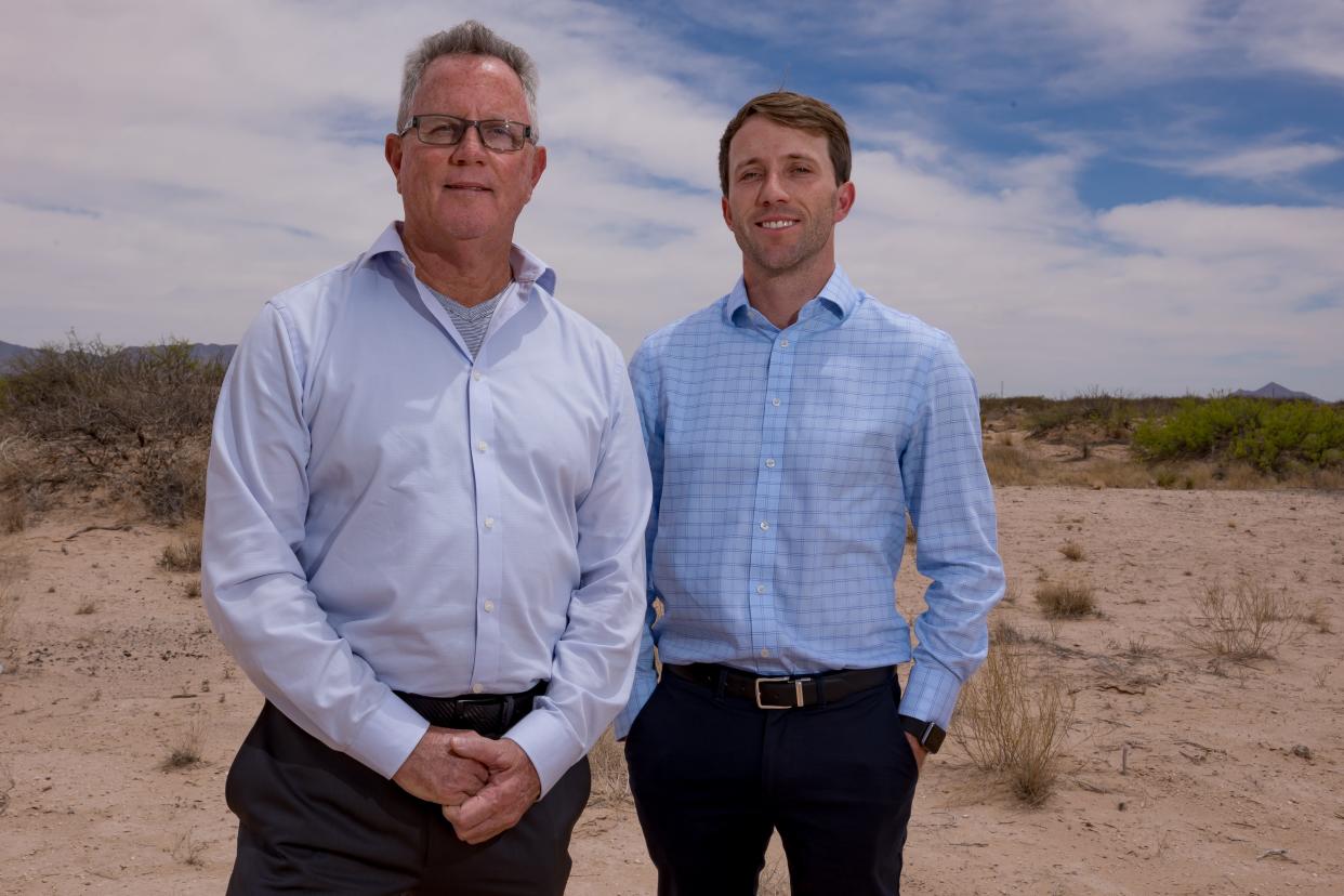 Terry McLachlan, left, and his son Devon McLachlan, are developing Alta Mesa Estates in Santa Teresa, New Mexico.