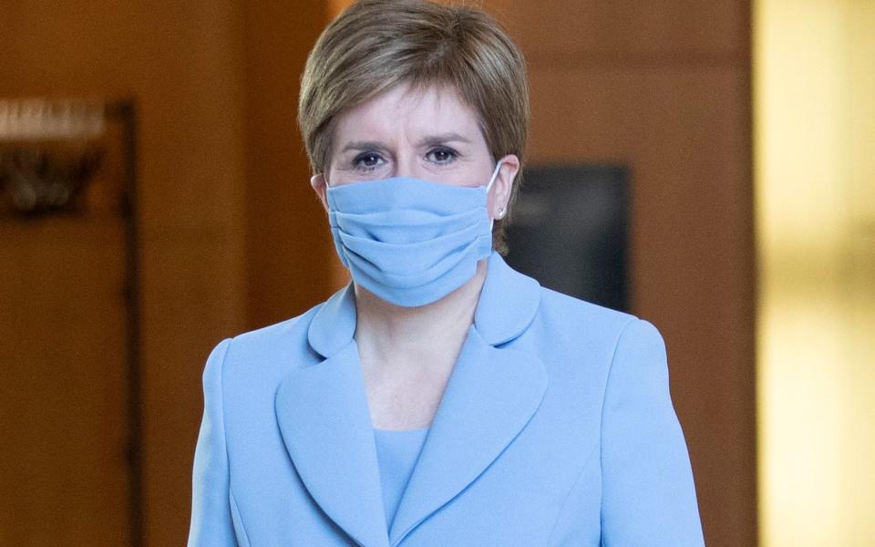 SNP leader Nicola Sturgeon arrives ahead of being formally re-elected as Scotland's First Minister at Holyrood, Edinburgh - Jane Barlow/PA Wire