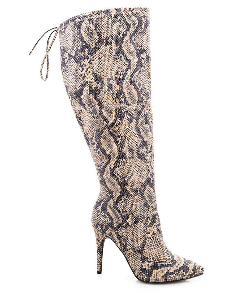 Ashley Stewart Sleek Snake Over The Knee Boot, $56, ashleystewart.com