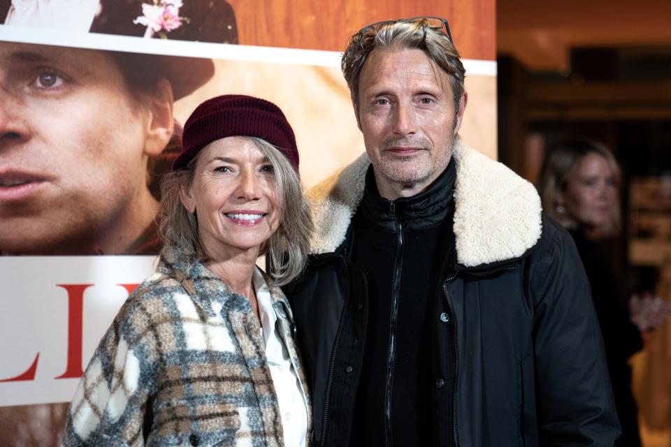 <p>Mads Mikkelsen and his wife at the premiere of Falling</p>via REUTERS