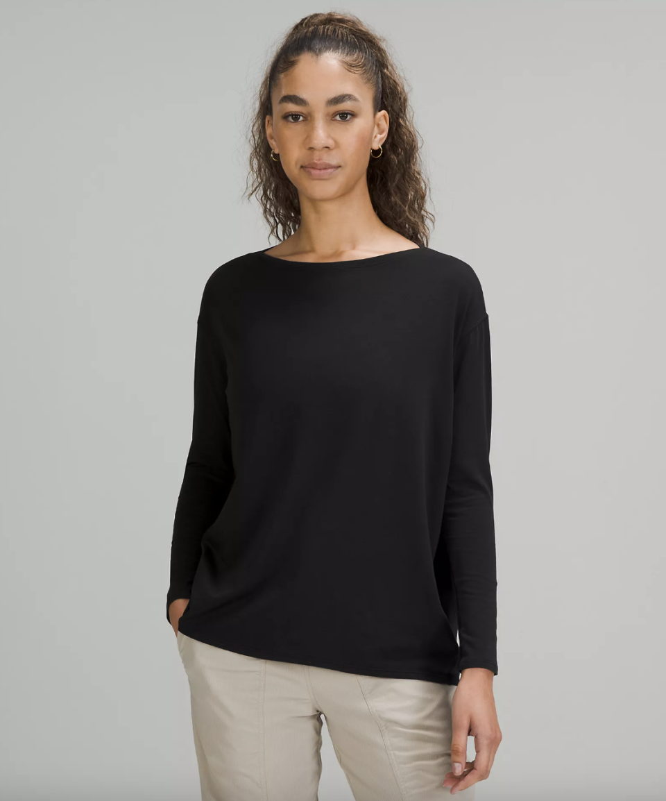 Lululemon Back In Action Long Sleeve Shirt in black (Photo via Lululemon)