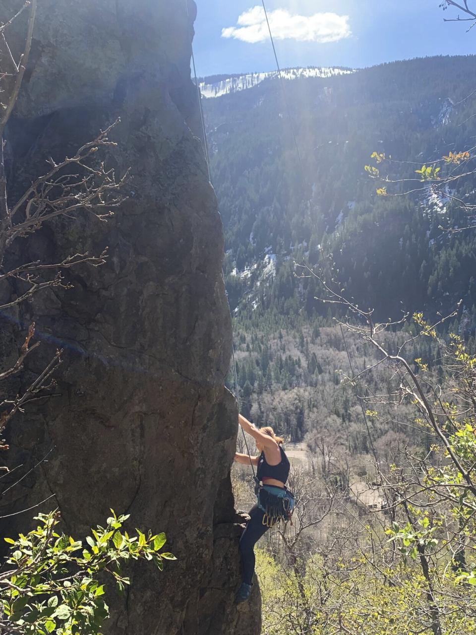 Katrina Klawiter rock climbing