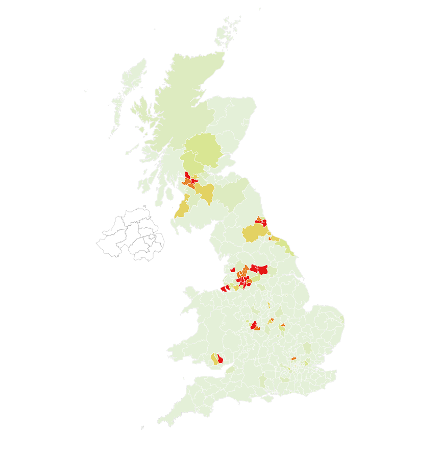 Map showing the current hotspots in England and Wales. (Imperial College London)