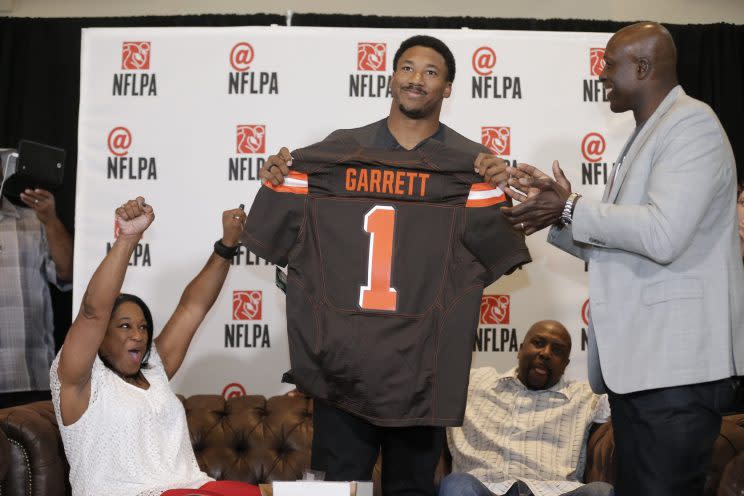 Myles Garrett went first overall pick to the Cleveland Browns. (AP)