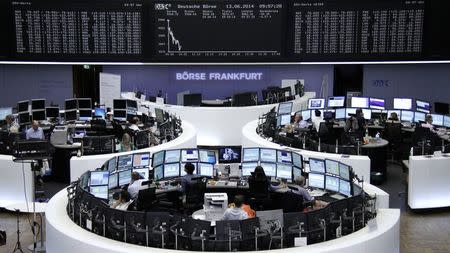 The curve of the German share price index DAX board, is pictured at the Frankfurt stock exchange June 13, 2014. REUTERS/Remote/Stringer