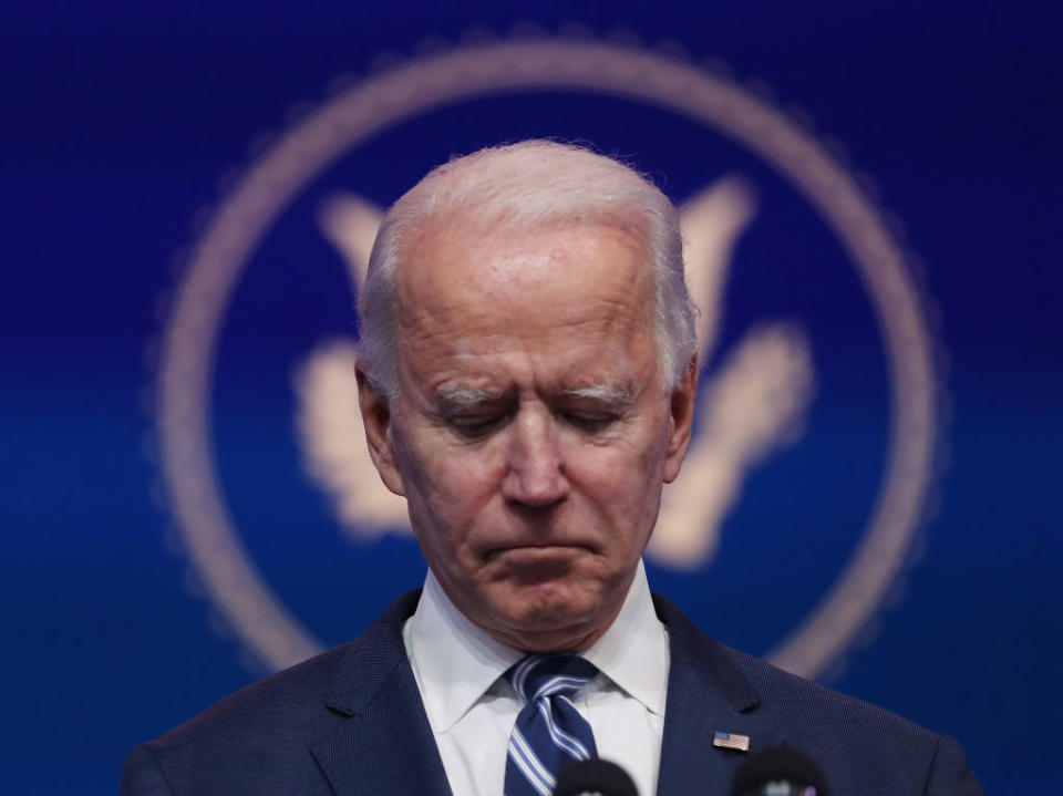 US president-elect Joe Biden addresses the media.