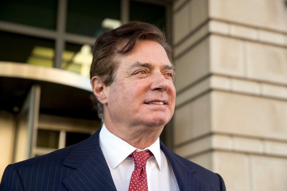 Paul Manafort, President Donald Trump's former campaign chairman, leaves federal district court in Washington.