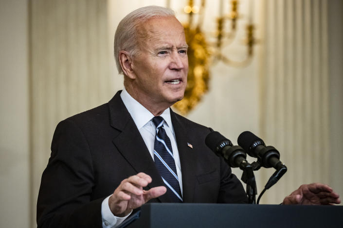 President Biden addresses the nation on vaccination mandates at the White House on Thursday.
