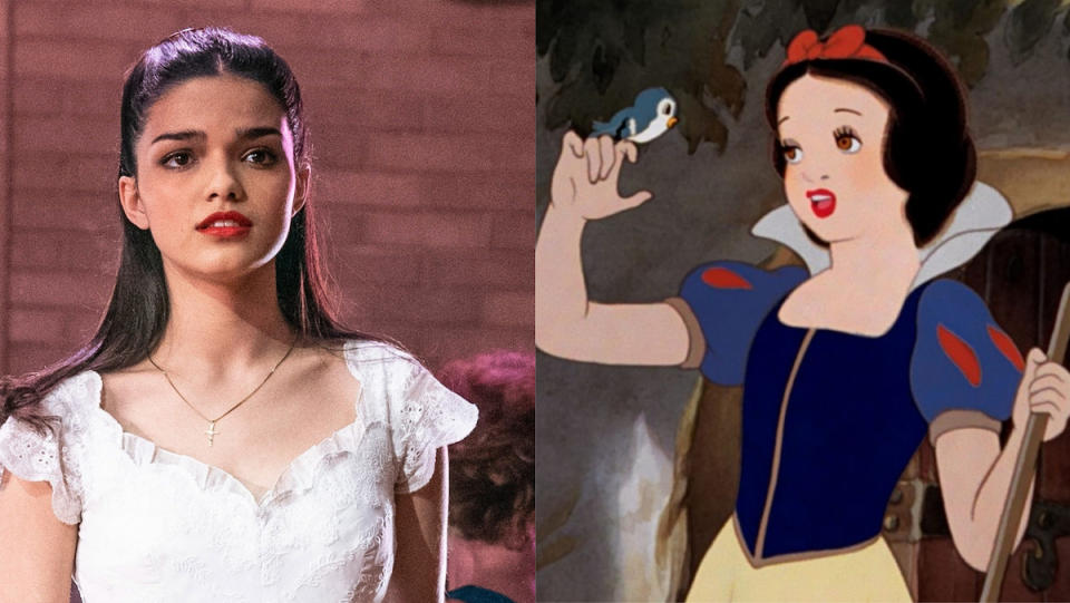 A side by side of Maria in West Side Story and Disney's animated Snow White