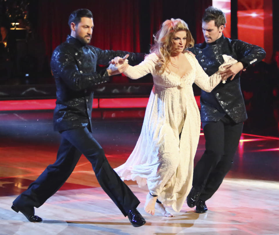 Maksim Chmerkovskiy, Kirstie Alley and Tristan MacManus (11/12/12)