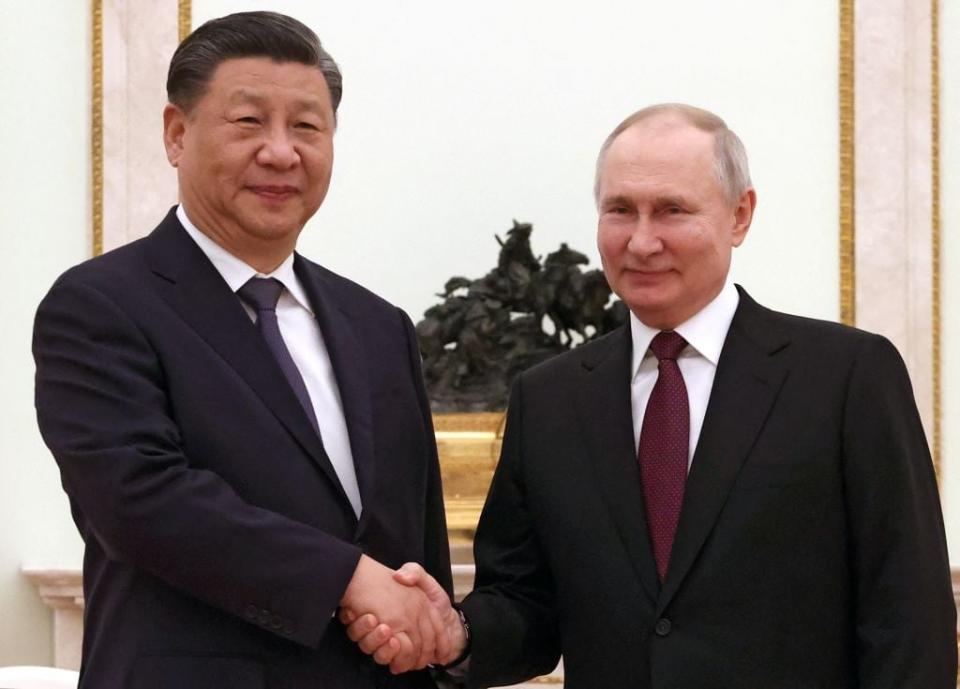 Russian President Vladimir Putin meets with China's President Xi Jinping at the Kremlin in Moscow on March 20, 2023. (Photo by Sergei KARPUKHIN / SPUTNIK / AFP) (Photo by SERGEI KARPUKHIN/SPUTNIK/AFP via Getty Images)