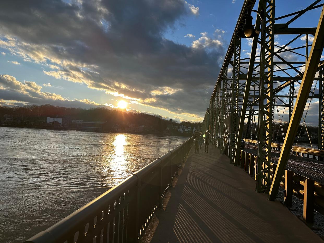 The bridge over the Delaware River connecting Lambertville and New Hope offers stunning views.