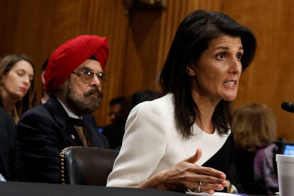 <p>AP Photo/Evan Vucci</p> Nikki Haley and father Dr. Ajit Singh Randhawa