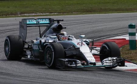 Mercedes' Lewis Hamilton in action during practice. Reuters / Olivia Harris Livepic