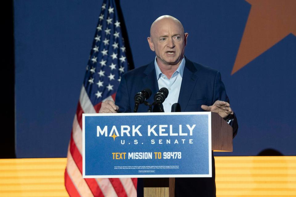 Democratic Senate candidate Mark Kelly giving at speech at Congress Hotel on Nov 3rd, 2020. 