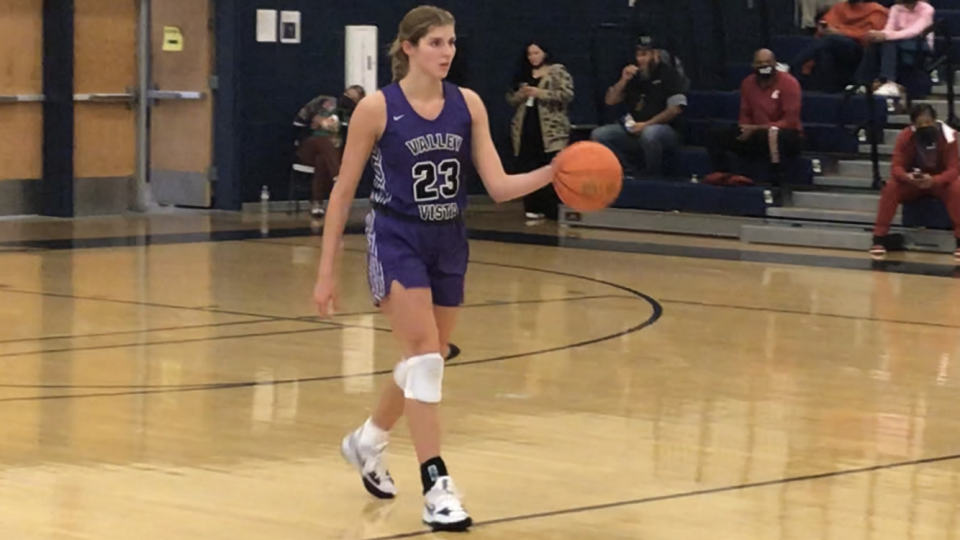 Dec. 18, 2021; Valley Vista girls basketball guard Jennah Isai dribbles up the court against McDonogh (Owings Mills, Md.) in Nike Tournament of Champions at Desert Vista High School in Phoenix, Ariz.