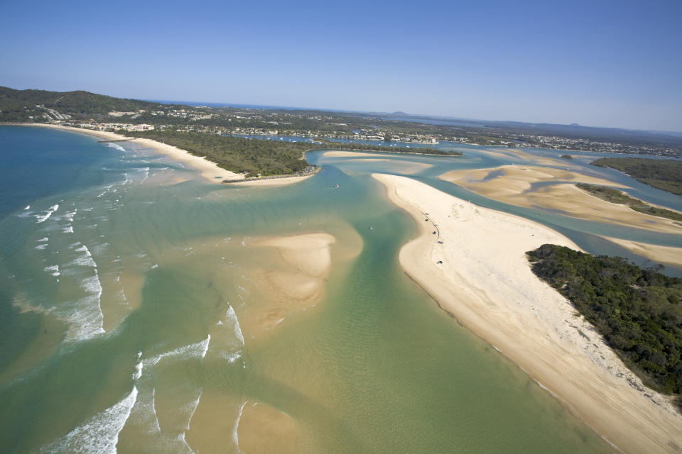  The Noosa River mouth on the Sunshine Coast Queensland Australia, is a popular beach spot and where a shark was recently spotted. Source: Getty