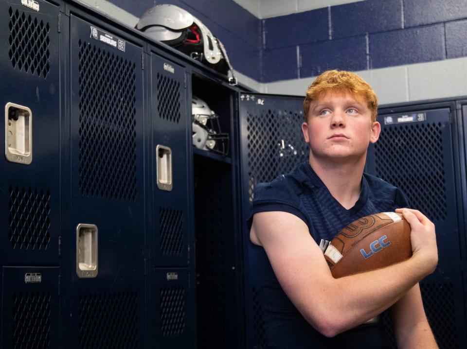 Central Catholic senior Nick Page is the 2023 Journal & Courier Small School Defensive Player of the Year.