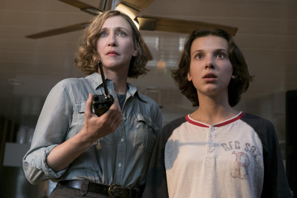 Caption: (L-R) VERA FARMIGA as Dr. Emma Russell and MILLIE BOBBY BROWN as Madison Russell in Warner Bros. Pictures' and Legendary Pictures' action adventure "GODZILLA: KING OF THE MONSTERS," a Warner Bros. Pictures release.