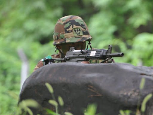 A South Korean army officer during a drill to test defences against North Korea on August 20. South Korean troops practised a war scenario involving the occupation and stabilisation of the North during a joint military drill with the US last month, a report said Tuesday