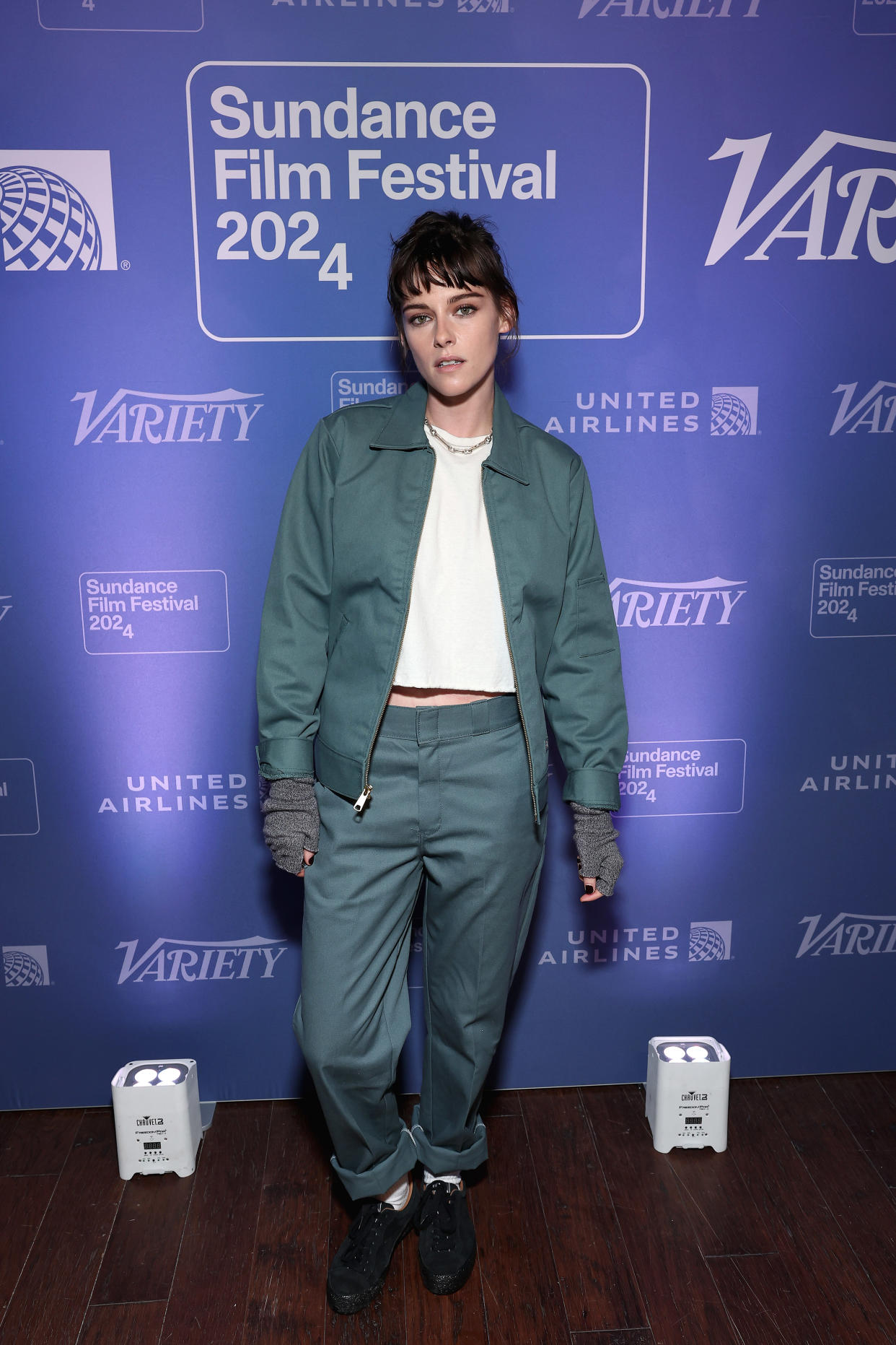 The actress wore a Dickies bomber jacket for her second look at Sundance. 