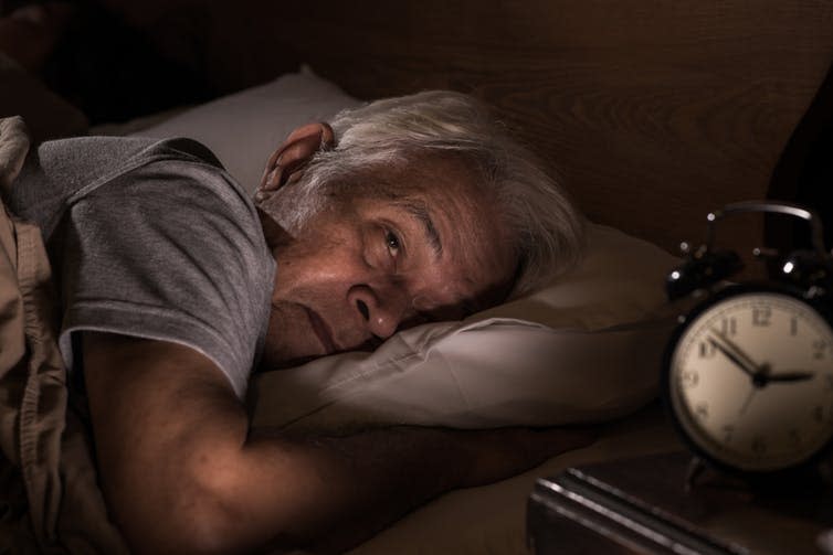 <span class="caption">Difficulty sleeping is a depressive symptom.</span> <span class="attribution"><a class="link " href="https://www.shutterstock.com/download/confirm/1452942125?src=0OrrtEmRoZ_uJLgTH4_HWQ-1-7&size=medium_jpg" rel="nofollow noopener" target="_blank" data-ylk="slk:amenic181/Shutterstock;elm:context_link;itc:0;sec:content-canvas">amenic181/Shutterstock</a></span>