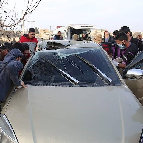 Al-Qaeda deputy Abu Khayr al-Masri's car was targeted by a Hellfire missile. Pictures from the scene in 2017 show minimal damage to the rest of the car - a trademark of the AGM-114R9X, - Credit: Twitter