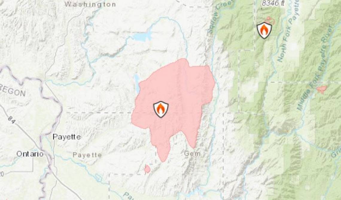 The Paddock Fire lies 20 miles north of Emmett.