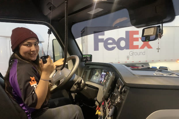 Image: Tracy Barajas of Corona, Calif., has been driving trucks for three years. (Courtesy Tracy Barajas)