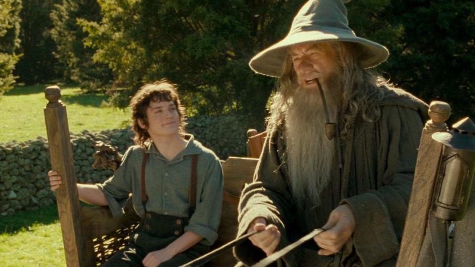 Frodo and Gandalf in Lord of the Rings: Fellowship of the ring