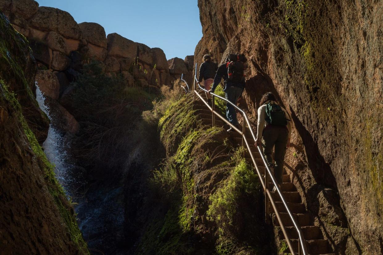 Moses Spring Trail leads visitors to Bear Gulch Reservoir at Pinnacles National Park.
