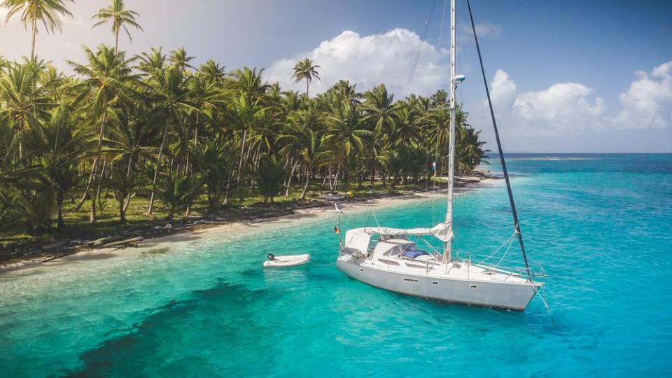 San Blas Islands in Panama with a sailboat